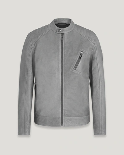 Shop Belstaff V Racer Leather Jacket In Charcoal