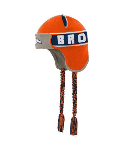 Shop Outerstuff Youth Boys And Girls  Orange Denver Broncos Wordmark Ears Trooper Knit Hat