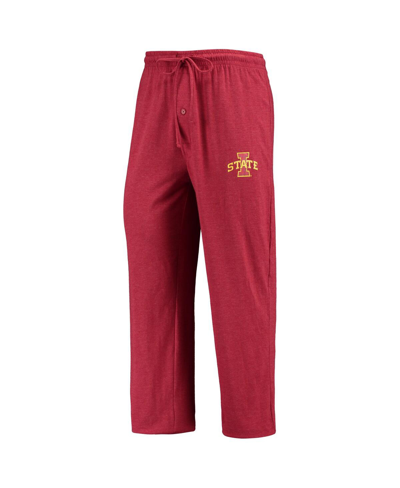 Concepts Sport Cardinal/heathered Charcoal Iowa State Cyclones Meter Long Sleeve T-shirt & Pants Sle In Cardinal,heather Charcoal
