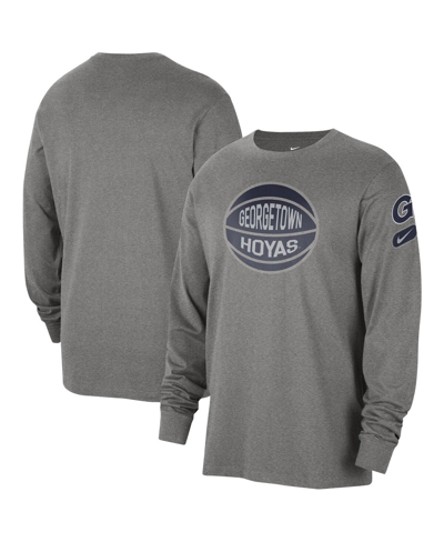 Shop Nike Men's  Heather Gray Georgetown Hoyas Fast Break Long Sleeve T-shirt