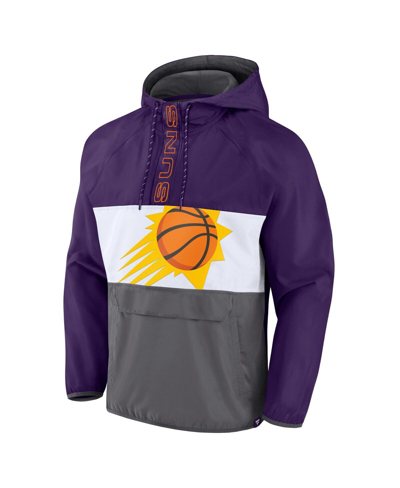 Fanatics Branded  Purple/gray Phoenix Suns Anorak Flagrant Foul Color-block Raglan Hoodie Half-zip J In Purple,gray