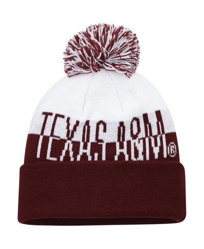 Shop Adidas Originals Men's Adidas Maroon And White Texas A&m Aggies Colorblock Cuffed Knit Hat With Pom In Maroon,white