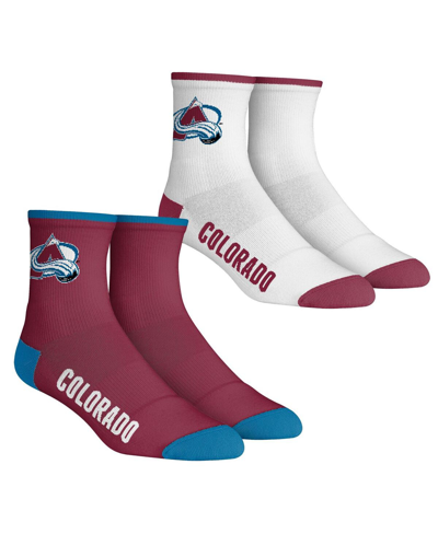 Shop Rock 'em Men's  Socks Colorado Avalanche Core Team 2-pack Quarter Length Sock Set In Multi