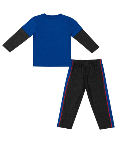 Colosseum Toddler Boys  Royal, Black Kansas Jayhawks Long Sleeve T-shirt And Pants Set In Royal,black
