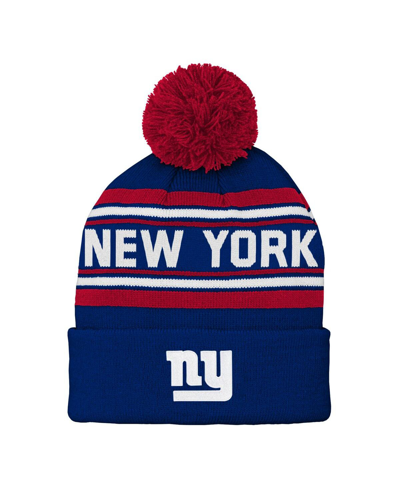 Shop Outerstuff Preschool Boys And Girls Royal New York Giants Jacquard Cuffed Knit Hat With Pom