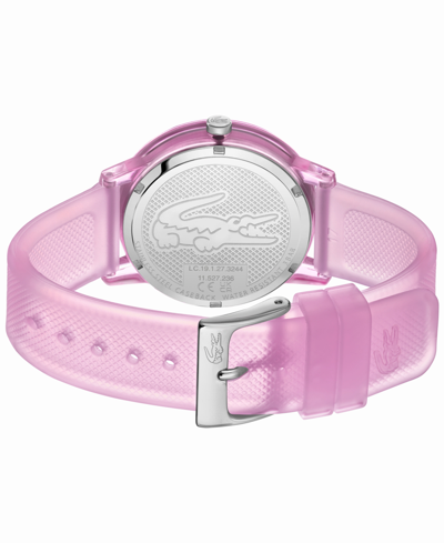 Shop Lacoste Women's L.12.12 Quartz Pink Semi-transparent Silicone Strap Watch 36mm