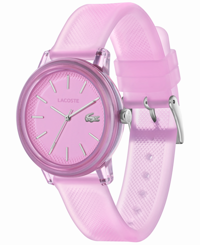 Shop Lacoste Women's L.12.12 Quartz Pink Semi-transparent Silicone Strap Watch 36mm