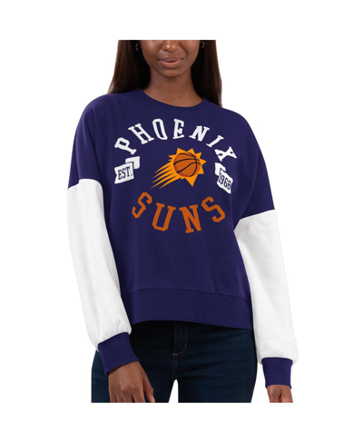 Shop G-iii 4her By Carl Banks Women's Purple, White Phoenix Suns Team Pride Pullover Sweatshirt In Purple,white