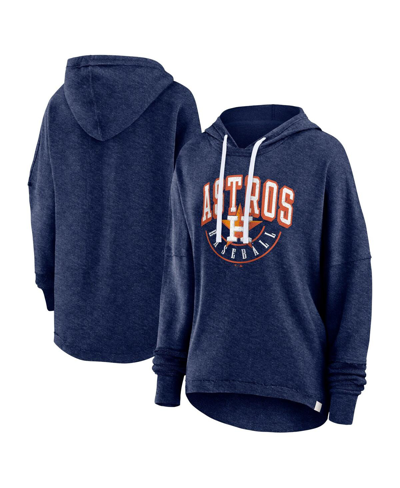 Shop Fanatics Women's  Heather Navy Distressed Houston Astros Luxe Pullover Hoodie