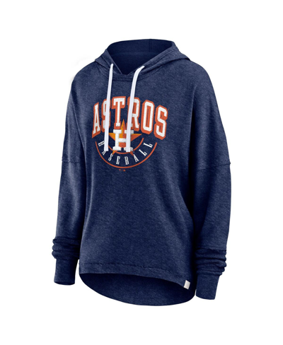 Shop Fanatics Women's  Heather Navy Distressed Houston Astros Luxe Pullover Hoodie