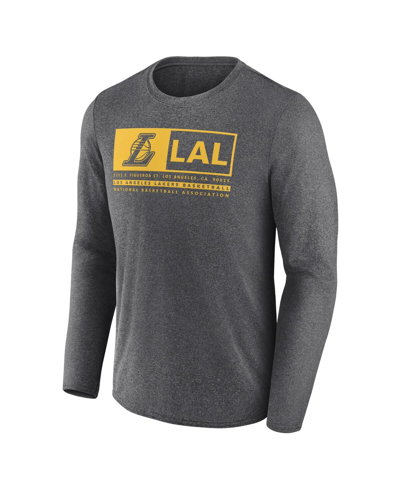 Fanatics Branded Heather Charcoal Los Angeles Lakers Three-point Play T-shirt In Heather Charcoal