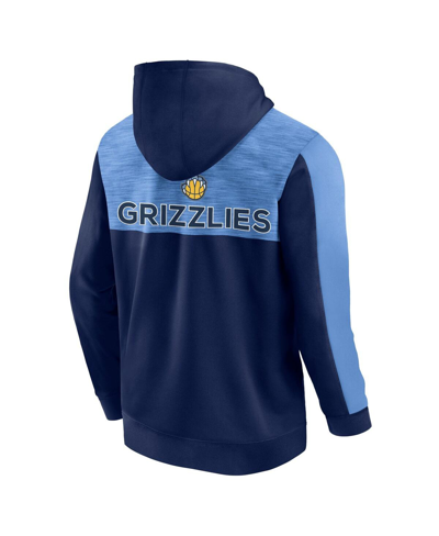 Shop Fanatics Men's  Navy Memphis Grizzlies Rainbow Shot Full-zip Hoodie