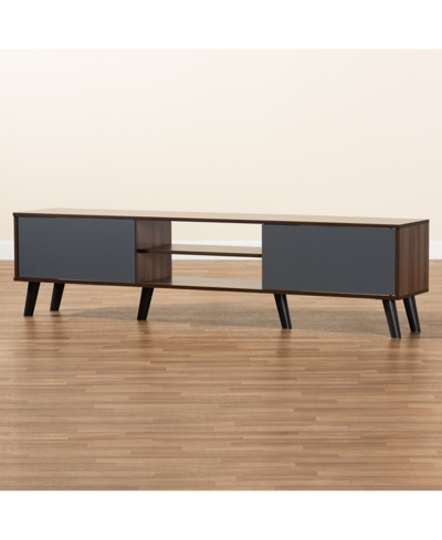 Baxton Studio Clapton Modern And Contemporary 70.9" Multi-tone And Finished Wood Tv Stand In Gray,walnut Brown,black