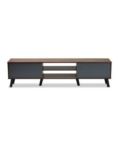 Baxton Studio Clapton Modern And Contemporary 70.9" Multi-tone And Finished Wood Tv Stand In Gray,walnut Brown,black