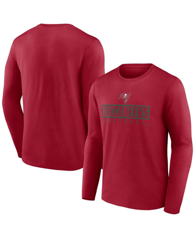 Shop Fanatics Men's  Red Tampa Bay Buccaneers Stack The Box Long Sleeve T-shirt