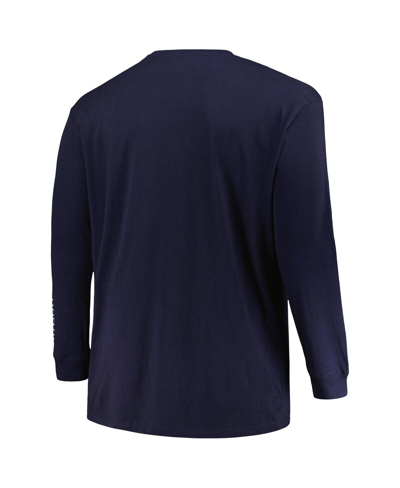 Shop Profile Men's  Navy North Carolina Tar Heels Big And Tall Two-hit Graphic Long Sleeve T-shirt