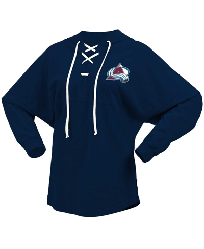 Fanatics Branded Navy Colorado Avalanche Jersey Lace-up V-neck Long Sleeve Hoodie T-shirt In Navy