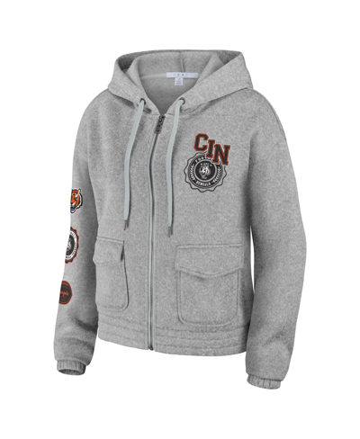 Wear By Erin Andrews Heather Gray Cincinnati Bengals Full-zip Hoodie In Heather Gray