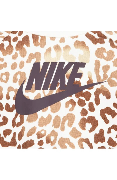 Shop Nike Leopard Print Fleece Sweatshirt & Leggings Set In Pale Ivory Heather
