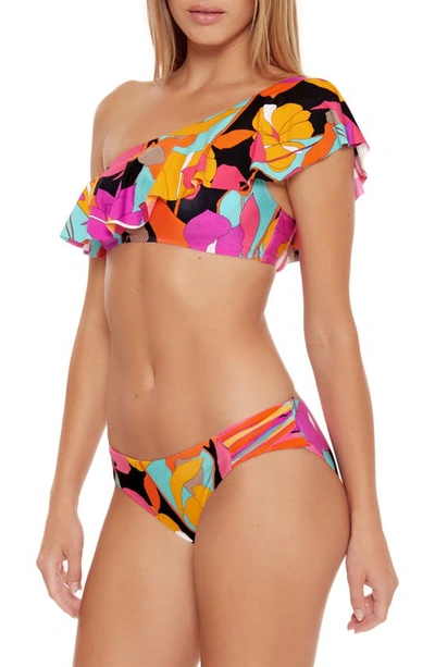 Shop Trina Turk Shirred Side Tab Hipster Bikini Bottoms In Multi