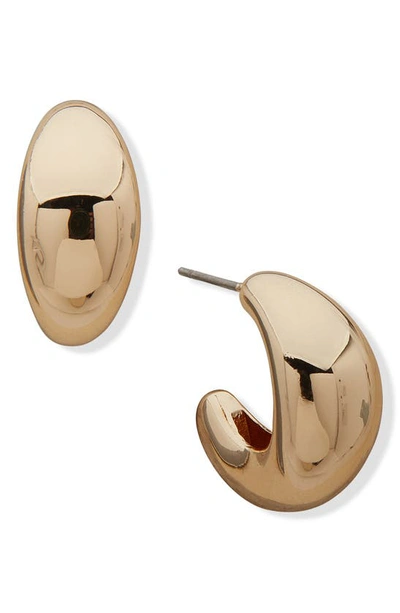 Shop Dkny 18mm Puffy Hoop Earrings In Gold