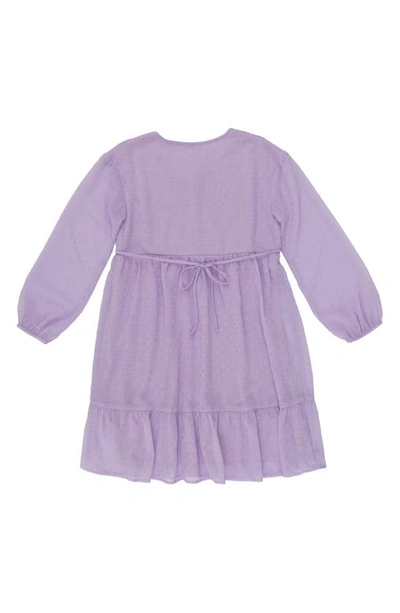 Shop Speechless Kids' Smocked Bodice Long Sleeve Dress In Lilac