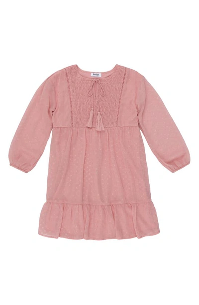 Shop Speechless Kids' Smocked Bodice Long Sleeve Dress In Pink