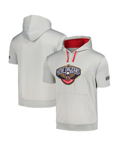 Fanatics Men's  Silver, Red New Orleans Pelicans Short Sleeve Pullover Hoodie In Silver,red