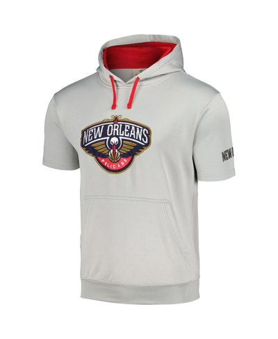 Fanatics Men's  Silver, Red New Orleans Pelicans Short Sleeve Pullover Hoodie In Silver,red