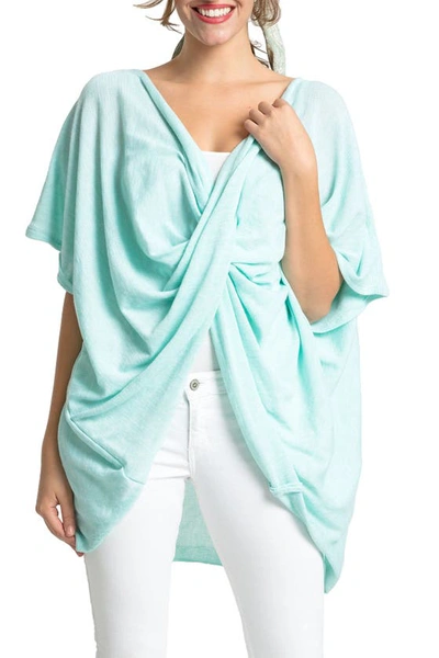 Save The Ocean Twist Front Recycled Knit Kimono In Lt Green