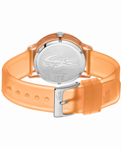 Shop Lacoste Women's L.12.12 Quartz Apricot Semi-transparent Silicone Strap Watch 36mm In Orange