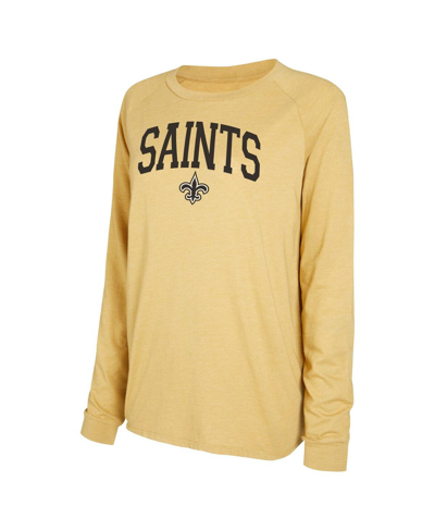 Shop Concepts Sport Women's  Black, Gold New Orleans Saints Raglan Long Sleeve T-shirt And Shorts Lounge S In Black,gold