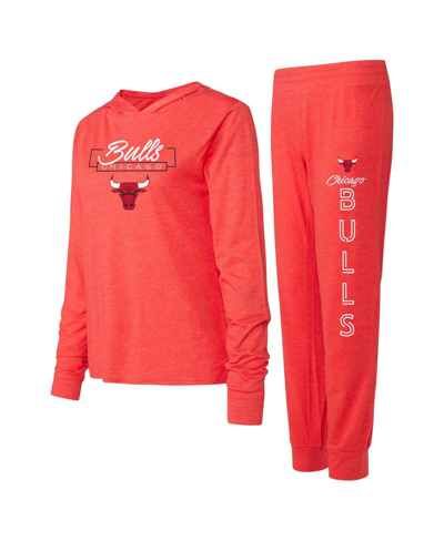 Concepts Sport Women's  Red Chicago Bulls Meter Pullover Hoodie And Pants Set In Red