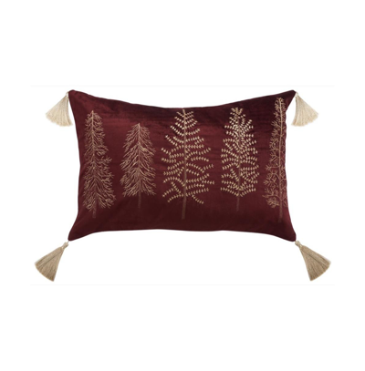 Shop Safavieh Holiday Tree Pillow In Maroon