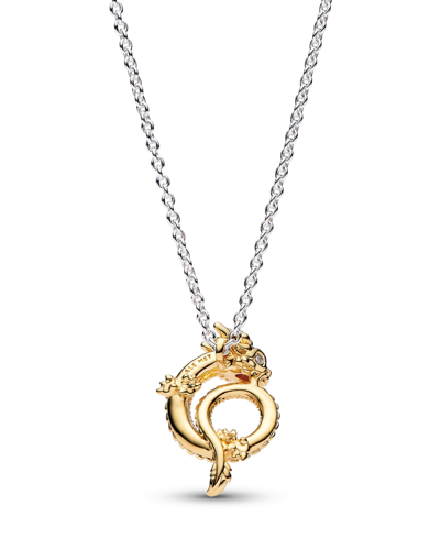 Pandora Two-tone Chinese Year Of The Dragon Collier Necklace In Gold