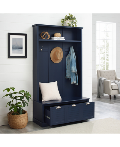 Crosley Furniture Ellison 42.5" Wood Hall Tree In Navy