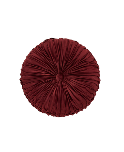 Five Queens Court Bordeaux Tufted Round Decorative Pillow, 15" Round In Crimson