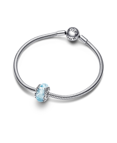 Pandora Sterling Silver Winter Snowflake Murano Charm In Blue