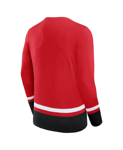 Fanatics Branded Red New Jersey Devils Back Pass Lace-up Long Sleeve T-shirt In Red