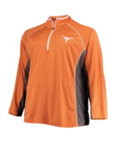 Shop Profile Men's Texas Orange Texas Longhorns Big And Tall Textured Raglan Quarter-zip Jacket