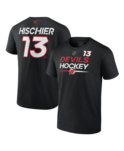Shop Fanatics Men's  Nico Hischier Black New Jersey Devils Authentic Pro Prime Name And Number T-shirt