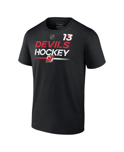 Shop Fanatics Men's  Nico Hischier Black New Jersey Devils Authentic Pro Prime Name And Number T-shirt