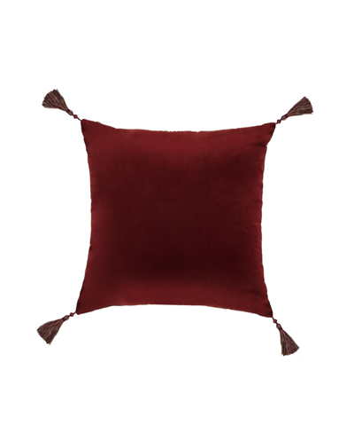 Shop Five Queens Court Bordeaux Embellished Decorative Pillow, 18" X 18" In Crimson
