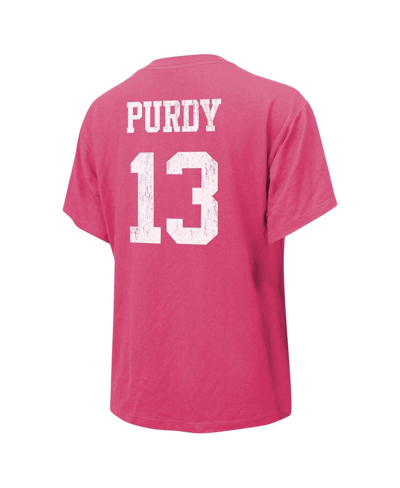 Majestic Women's  Threads Brock Purdy Pink Distressed San Francisco 49ers Name And Number T-shirt In Pink