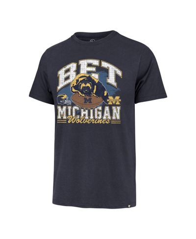 Shop 47 Brand Men's ' Navy Michigan Wolverines Bet Helmet Franklin T-shirt