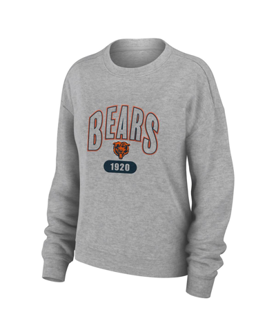 Wear By Erin Andrews Heather Gray Chicago Bears Plus Size Knitted Tri-blend Long Sleeve T-shirt & P In Heather Gray