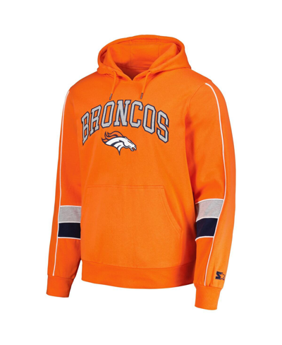 Starter Orange Denver Broncos Captain Pullover Hoodie In Orange