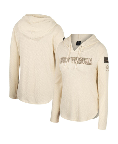 Colosseum Cream West Virginia Mountaineers Oht Military Appreciation Casey Raglan Long Sleeve Hoodie In Cream