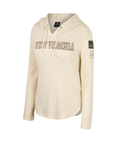 Colosseum Cream West Virginia Mountaineers Oht Military Appreciation Casey Raglan Long Sleeve Hoodie In Cream