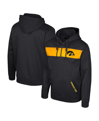 Shop Colosseum Men's  Black Iowa Hawkeyes Quarter-zip Hoodie